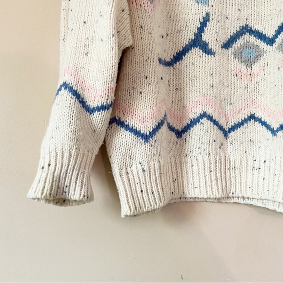Vintage East 62• cream pastel flower knit pullover women’s size large - Picture 3 of 13